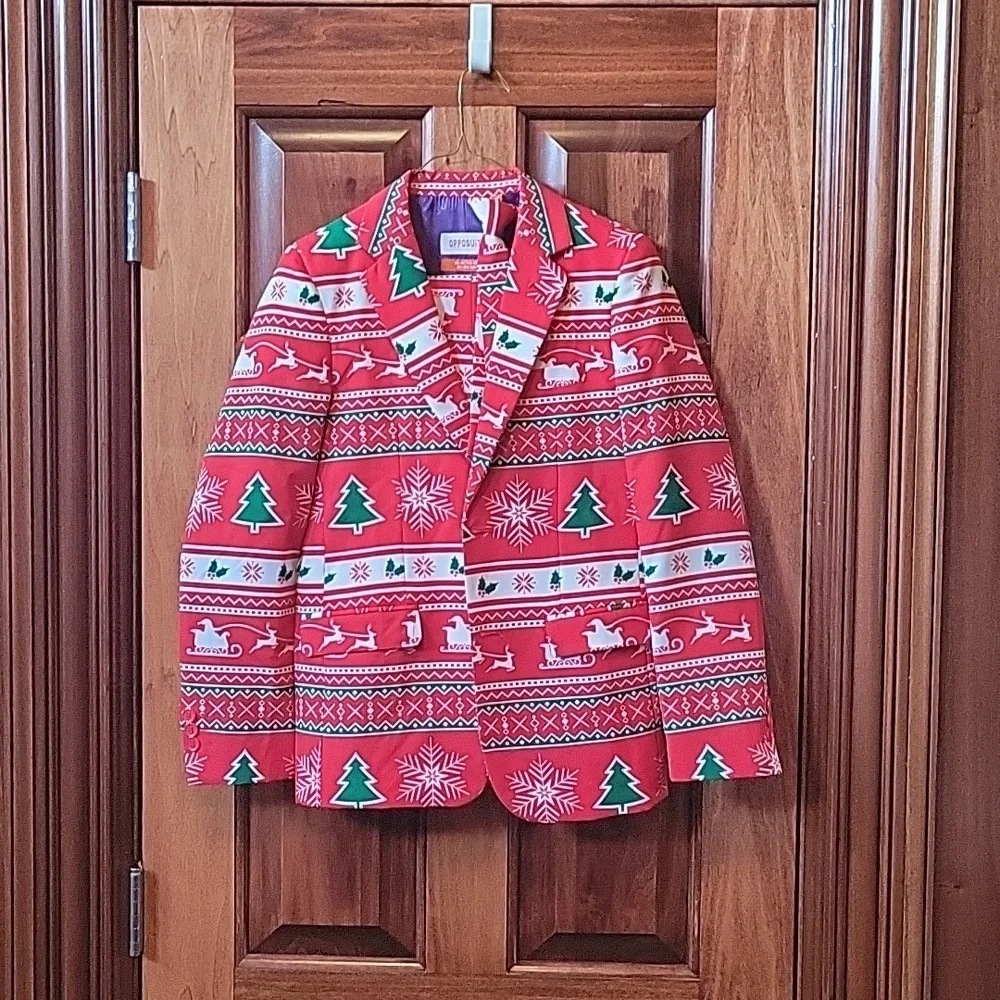 Boys OppoSuits Christmas Winter Wonderland 3 Piece Suit Size 14Y